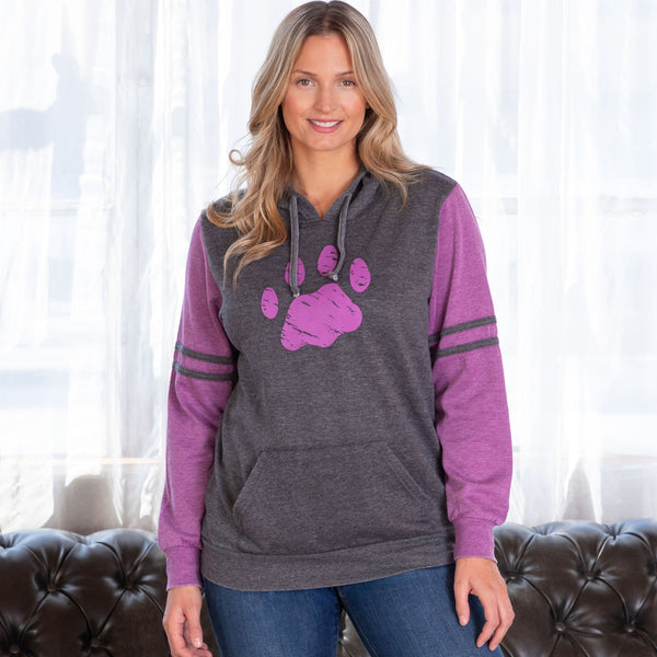 Women's Paw Print Burnout Pullover Hoodie | The Animal Rescue Site