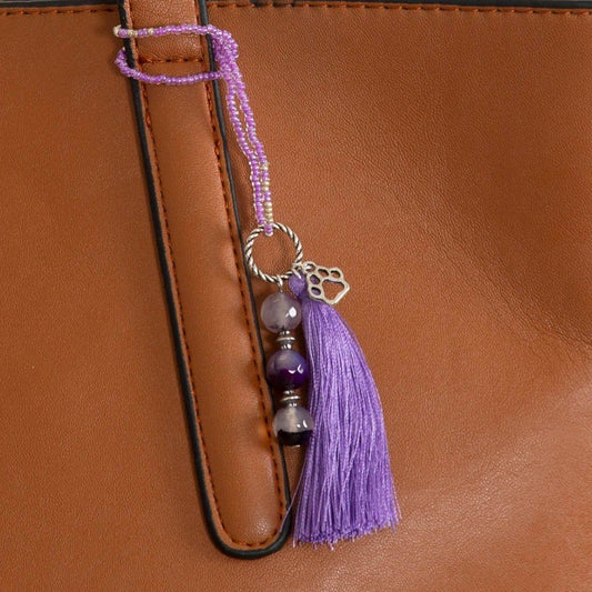 Beaded Purple Paw Bag Charm!