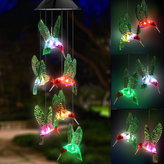 LED Hummingbird Solar Wind Chime