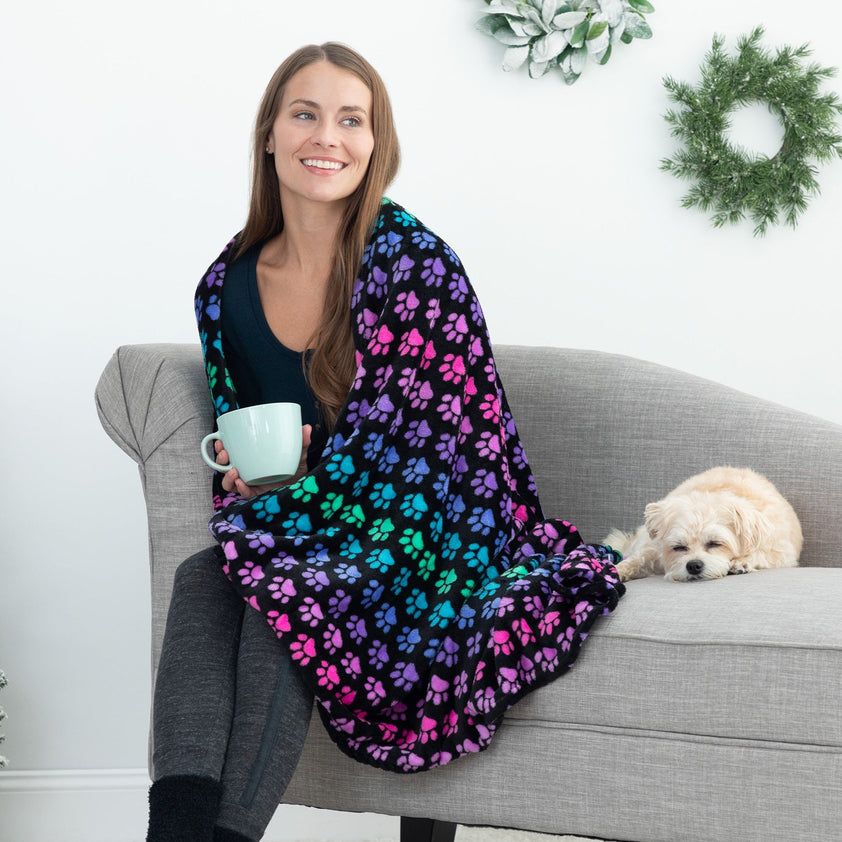 Super Cozy Fleece Paw Print Throw Blanket | The Animal Rescue Site