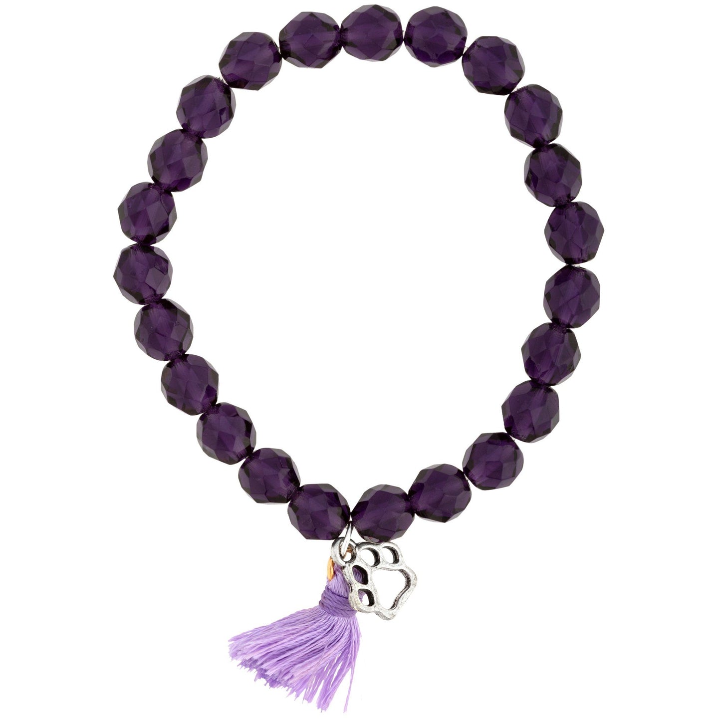 Purple Paw & Tassel Mala Bracelet!