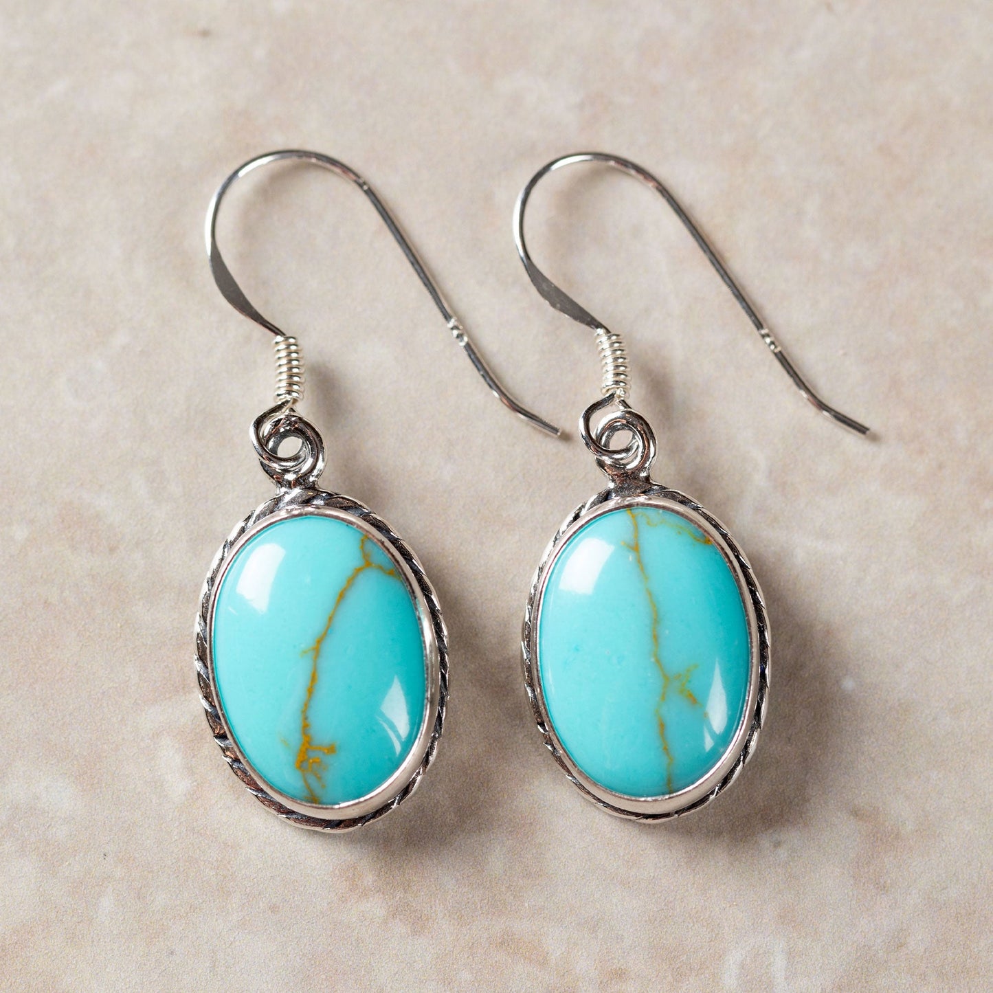Woven Sterling & Turquoise Earrings