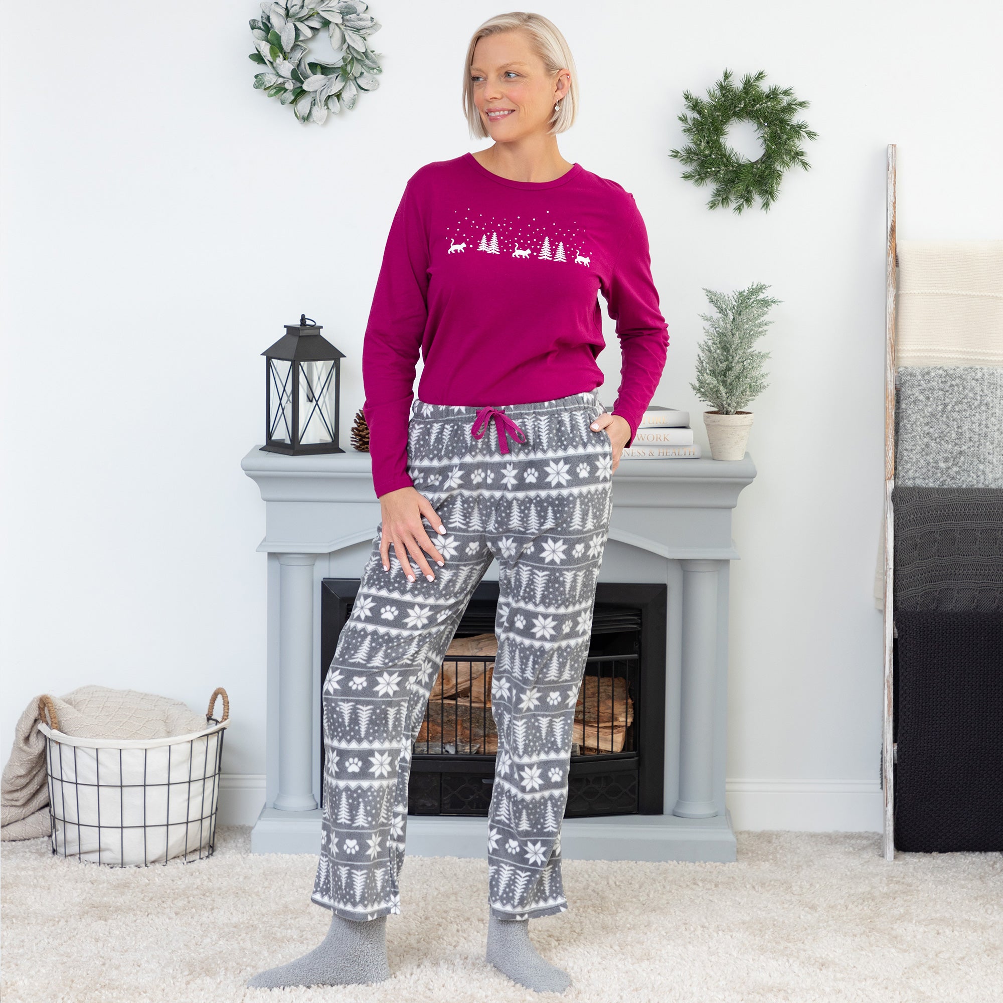 Winter Paw Print Pet Pajama Set