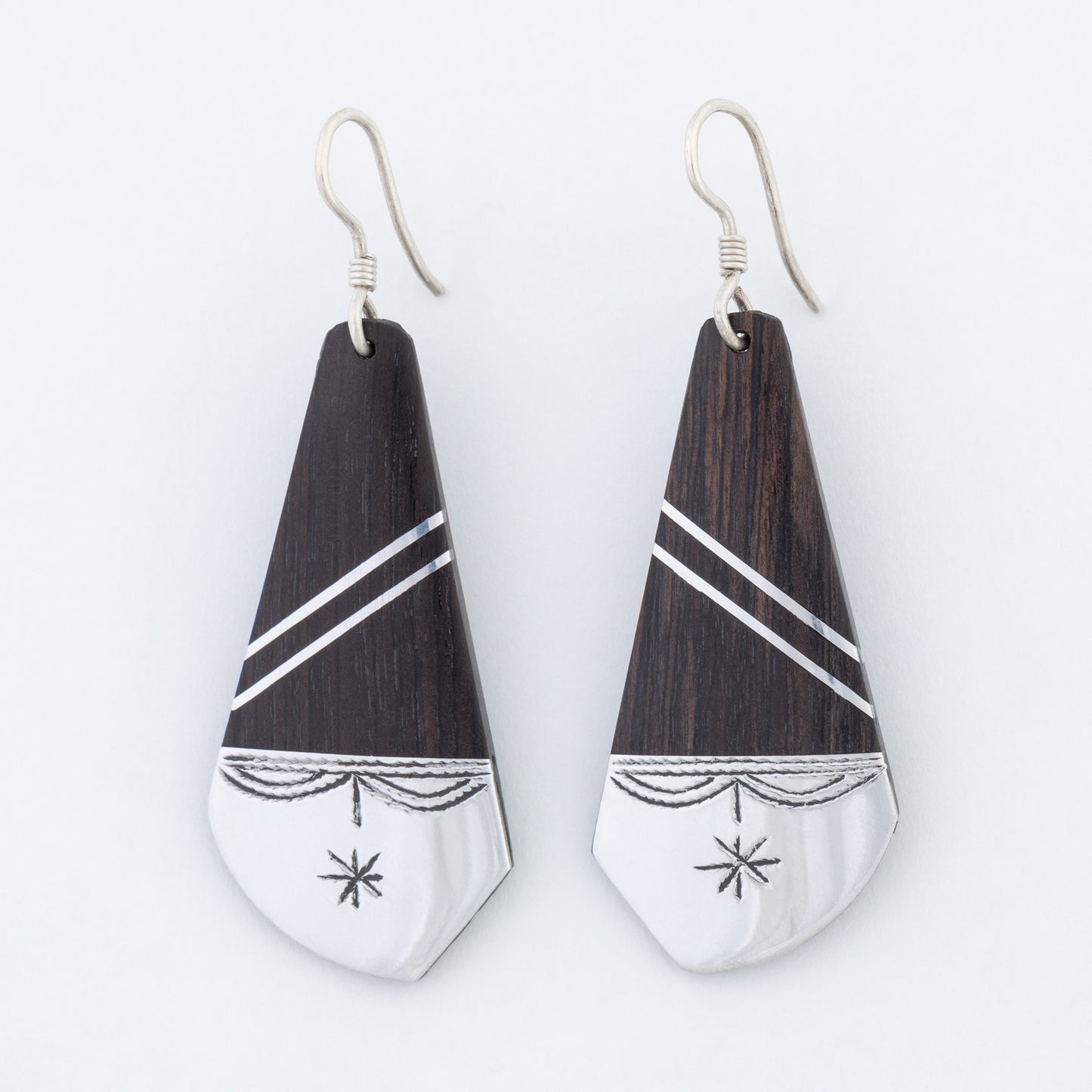 Tuareg Silver and Ebony Drop Earrings