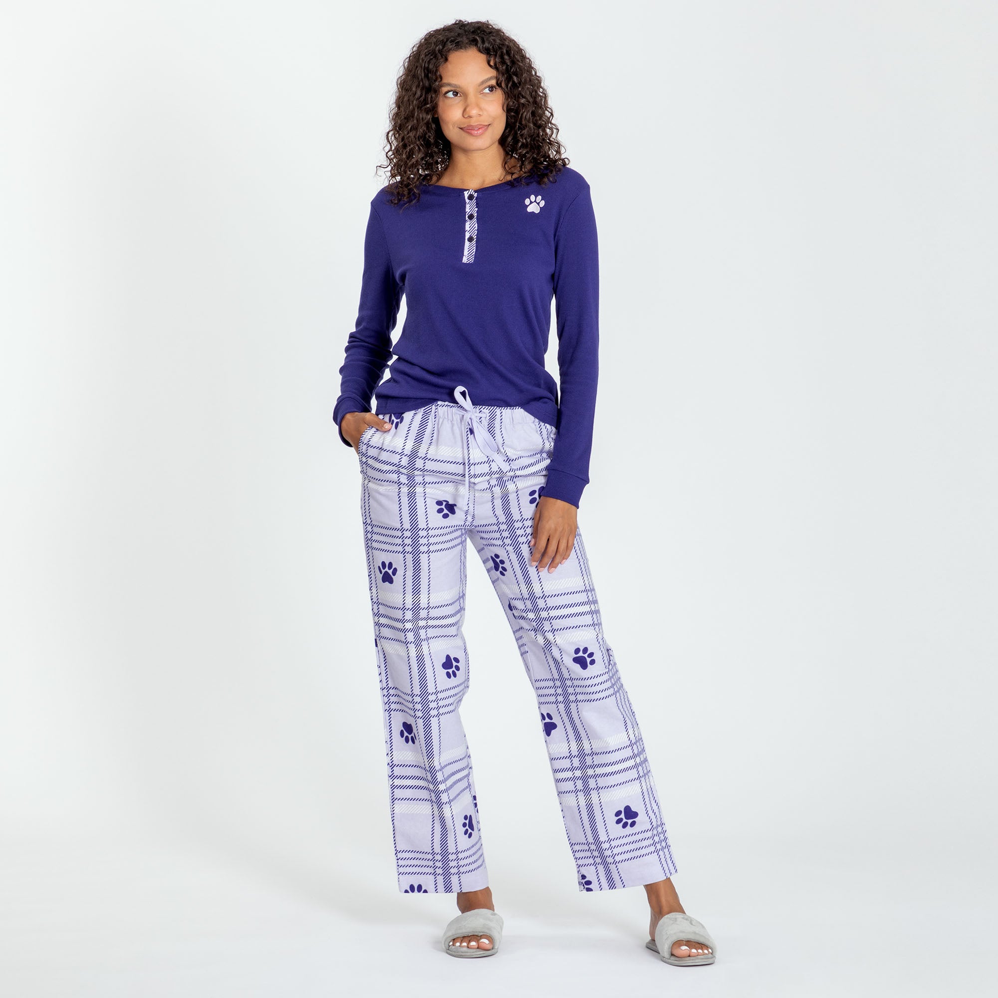 Paw Print Thermal & Flannel Pajama Set