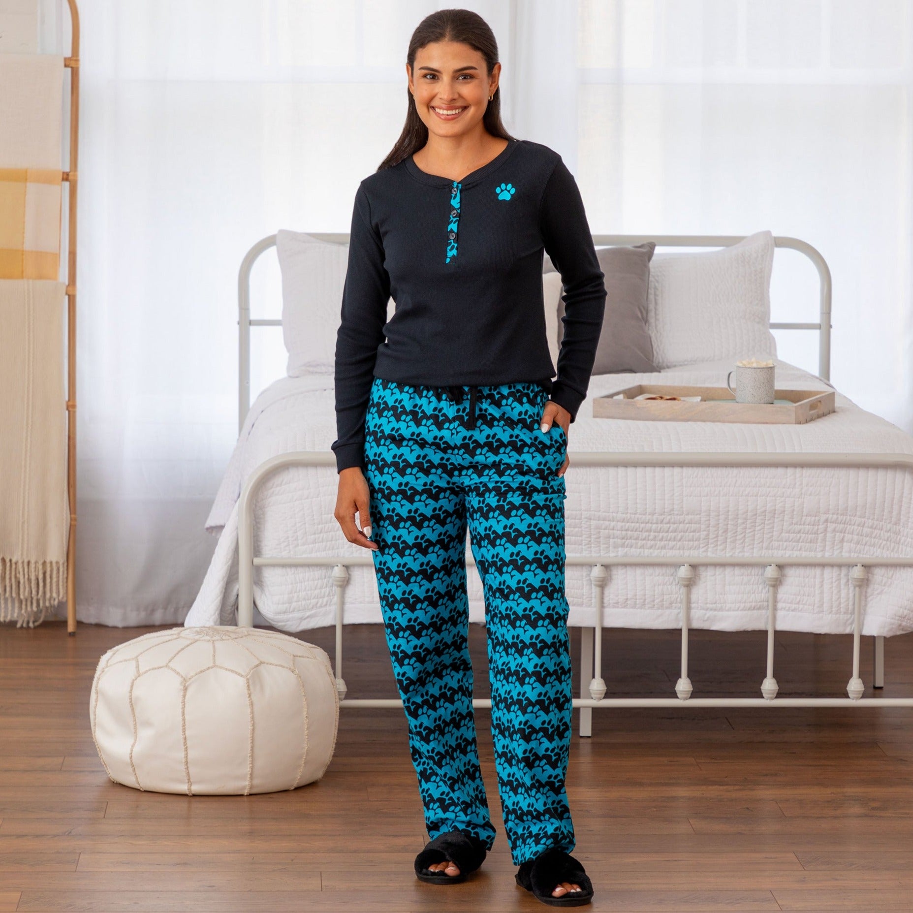 Paw Print Thermal & Flannel Pajama Set