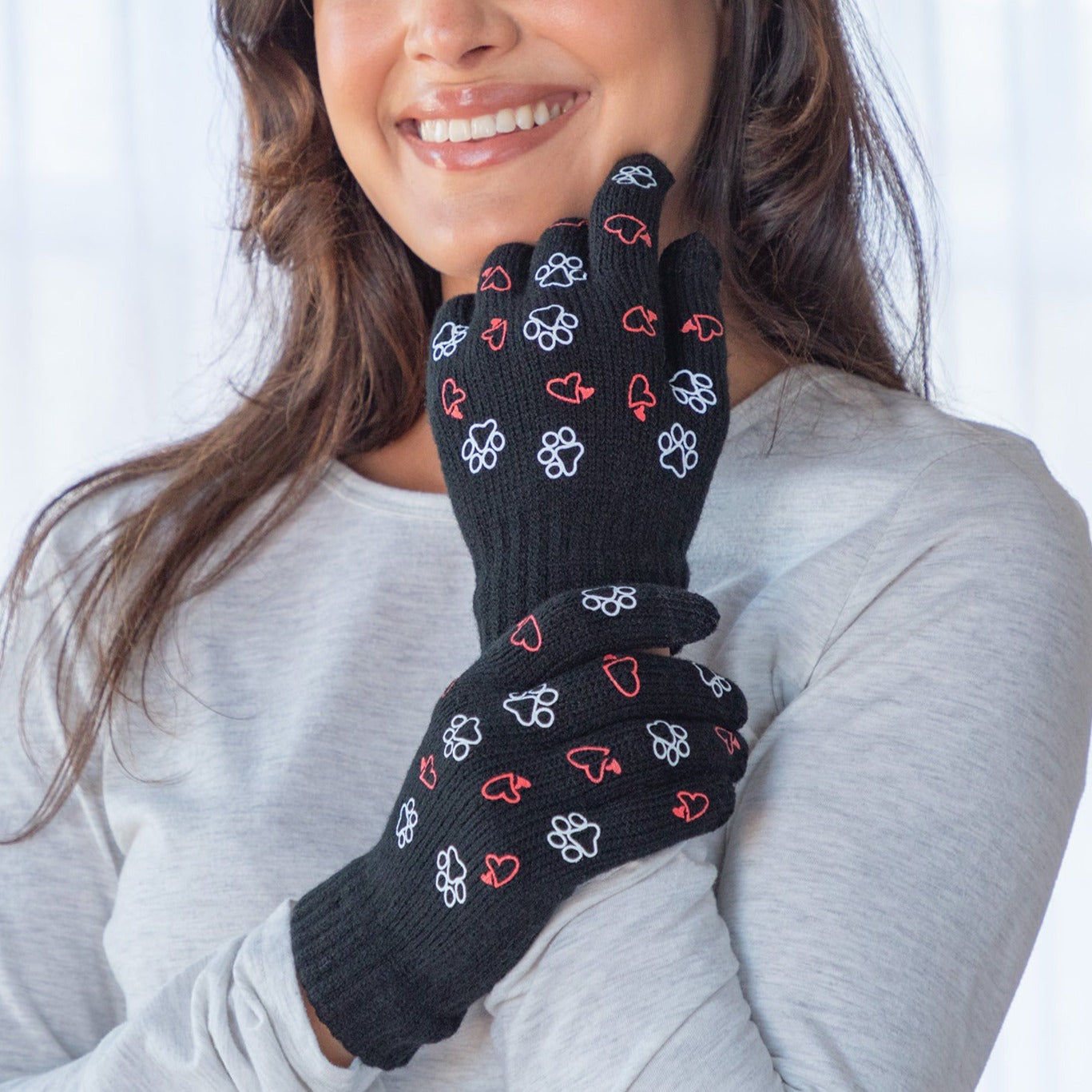 Paw Print Grip Touch Screen Gloves
