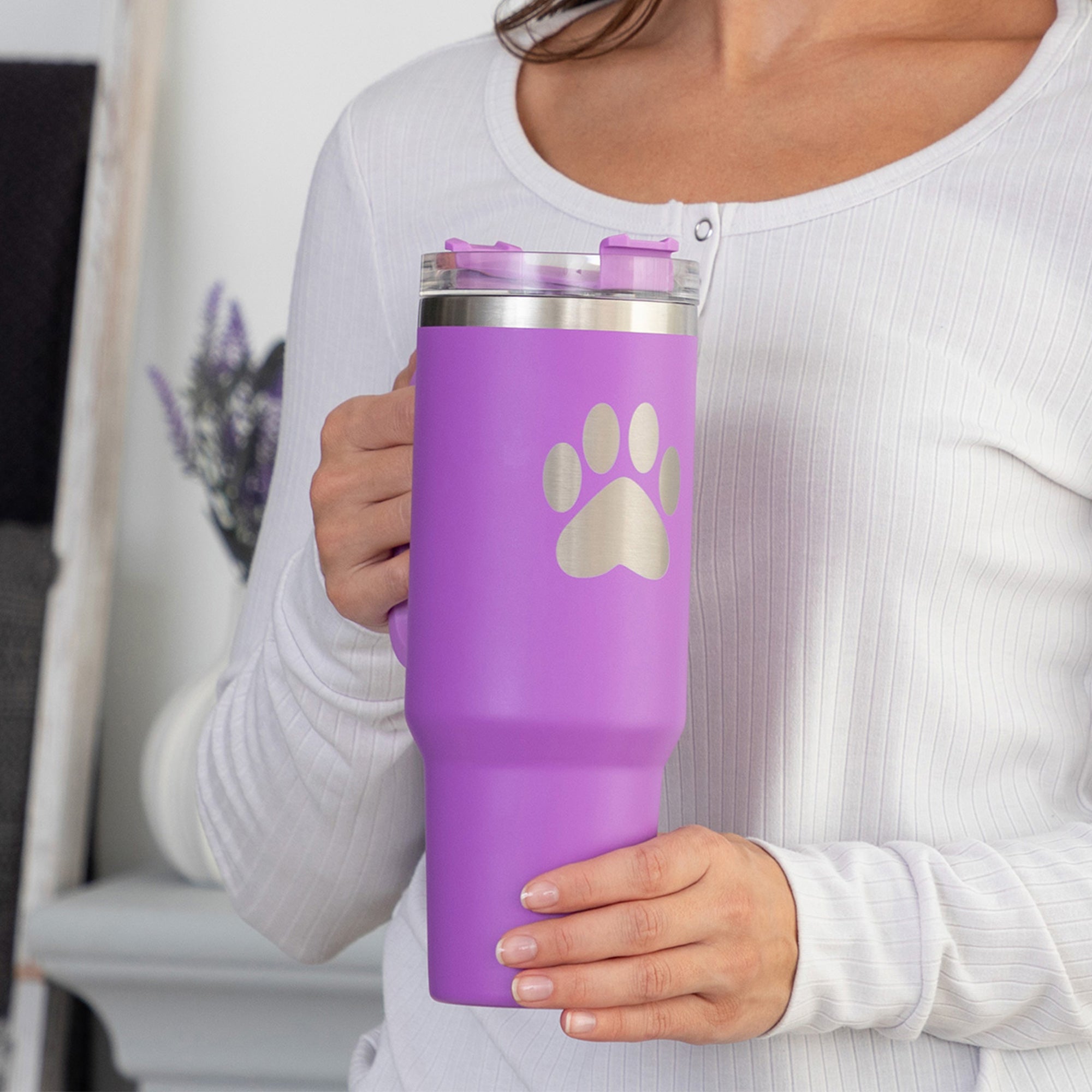 Paws and Reflect - Yoga with Dogs - 40oz Tumbler with Handle