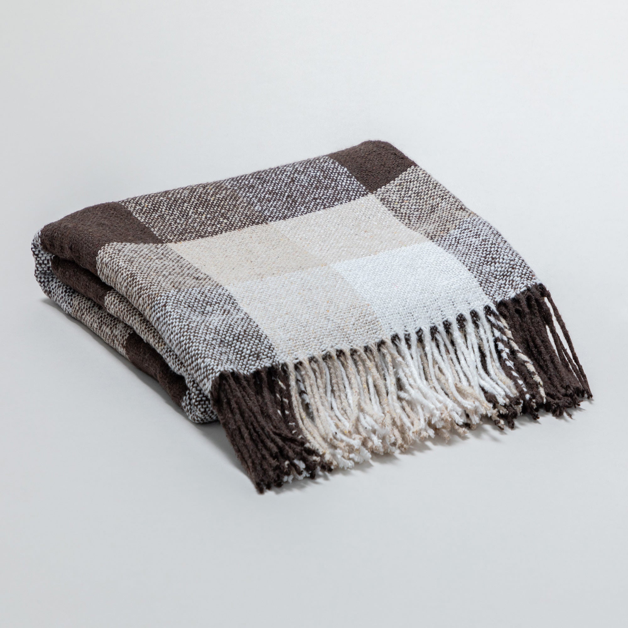 Ukrainian Wool-Blend Fringed Throw Blanket