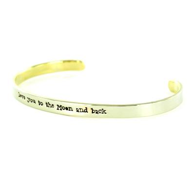 Love You To The Moon & Back Mixed Metal Cuff Bracelet