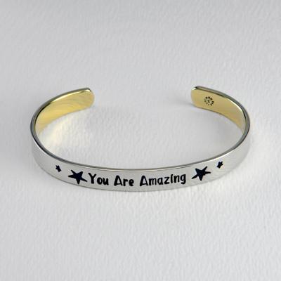 You Are Amazing Mixed Metals Cuff Bracelet