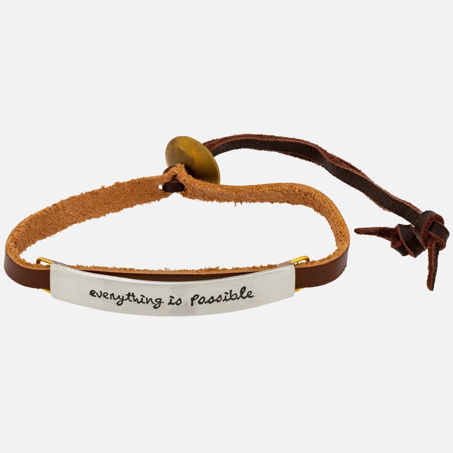 Everything Is Possible Silver & Leather Bracelet