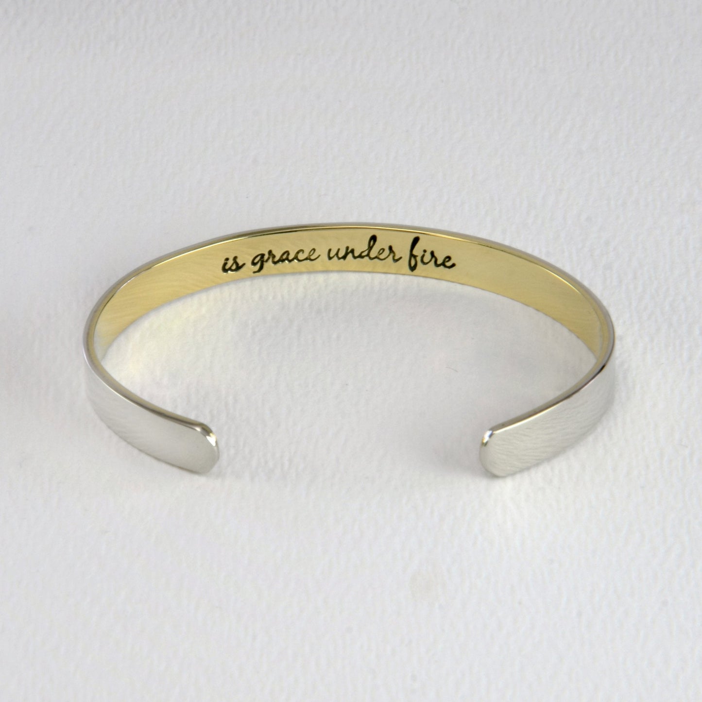 Courage Is Grace Under Fire Mixed Metal Cuff Bracelet
