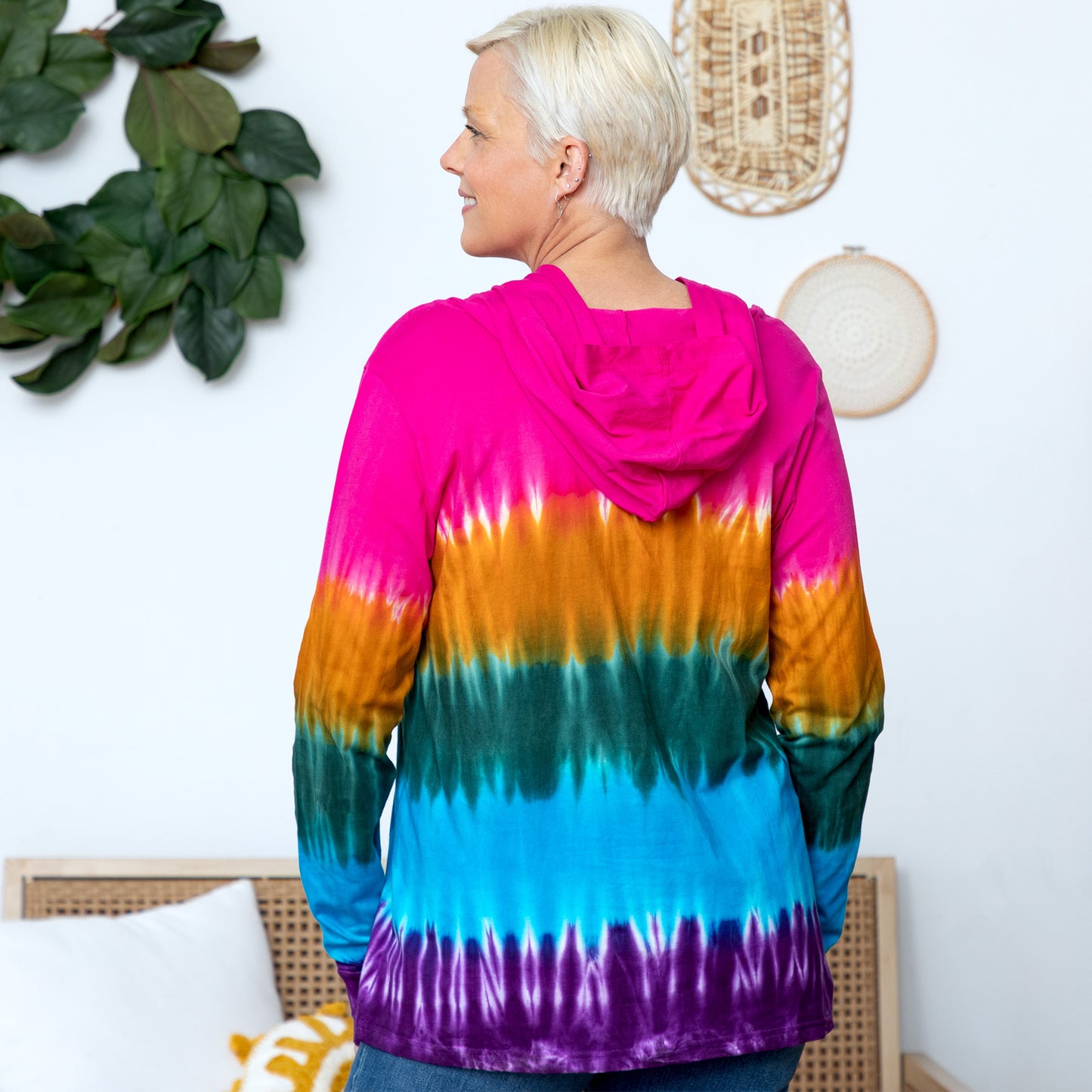 Rainbow Tie-Dye Hooded Tunic