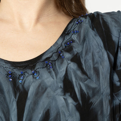 Black Tie-Dye & Paisley Short Sleeve Dress