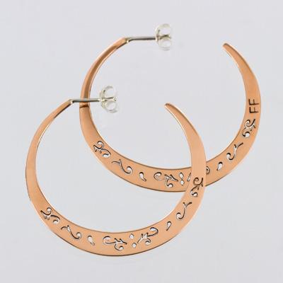 Swirl Cutout Copper Post Hoop Earrings