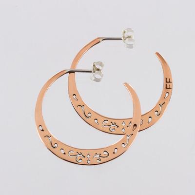 Cutout Swirls Sterling & Copper Hoop Earrings