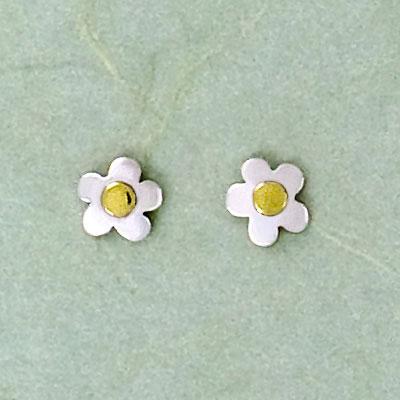 Flower Sterling & Brass Earrings