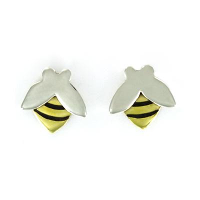 Bee Sterling & Brass Post Earrings
