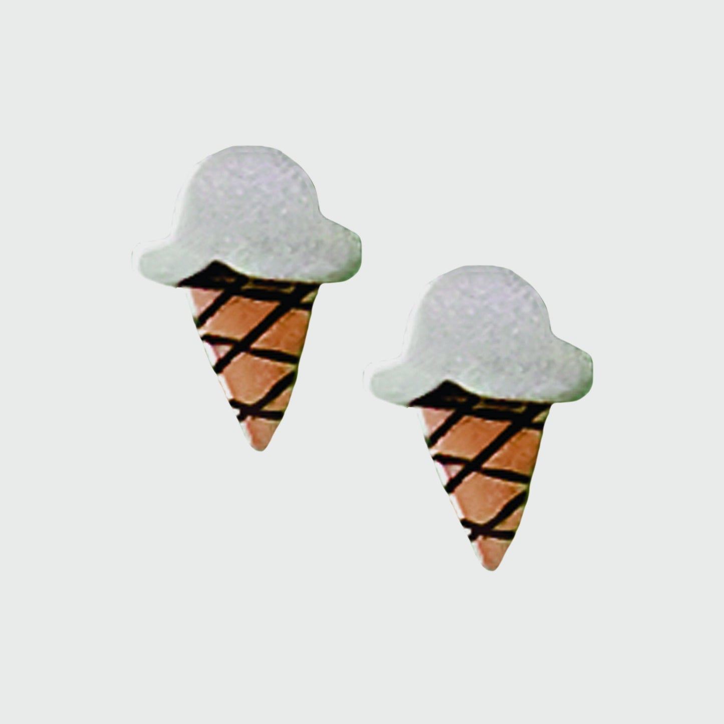 Ice Cream Cone Mixed Metal Earrings