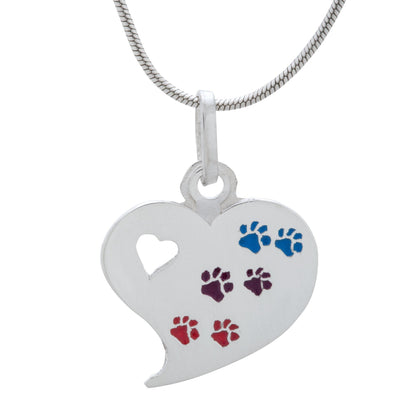 Paw Palette Sterling Heart Necklace