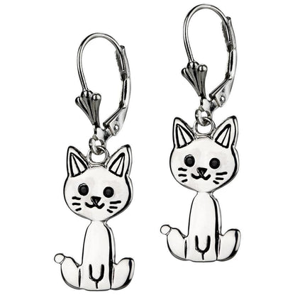 Sterling Kitty Cat Earrings