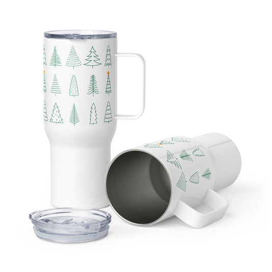 Christmas Trees 25oz Handle Tumbler Travel Mug
