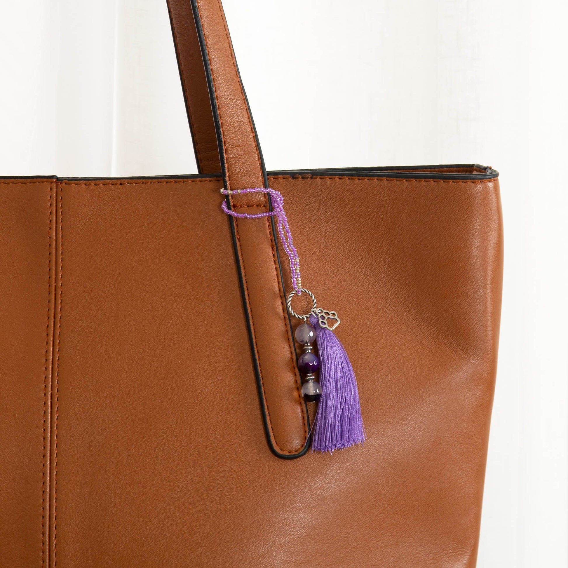 Promo - Beaded Purple Paw Bag Charm!