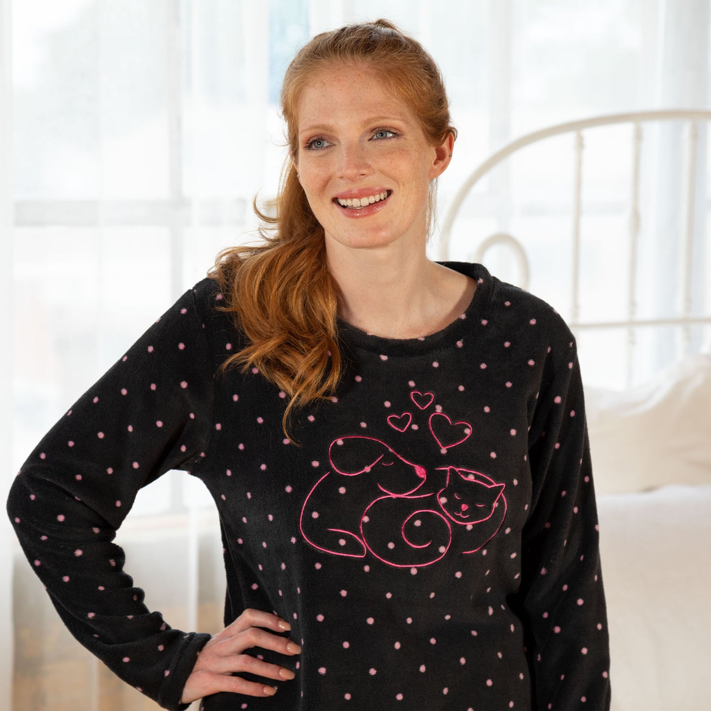 Super Cozy&trade; Pink Polka Dots Pets Pajama Set