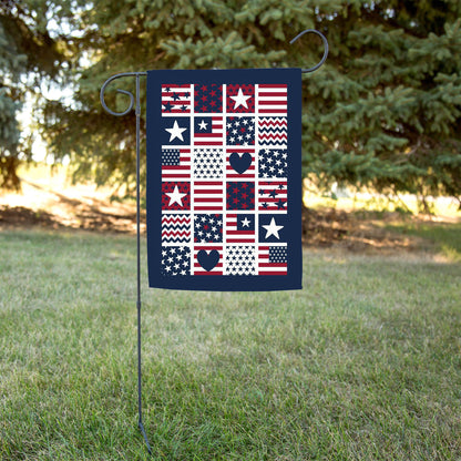 American Made Patriotic Patches Garden Flag