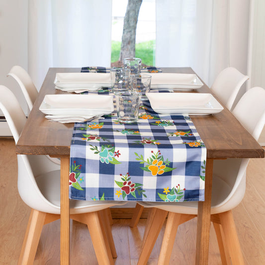Gingham Paws Floral Table Runner