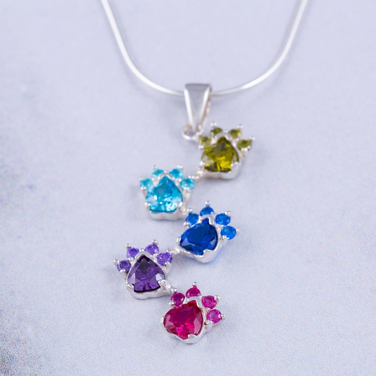 Rainbow of Paws Sterling Necklace