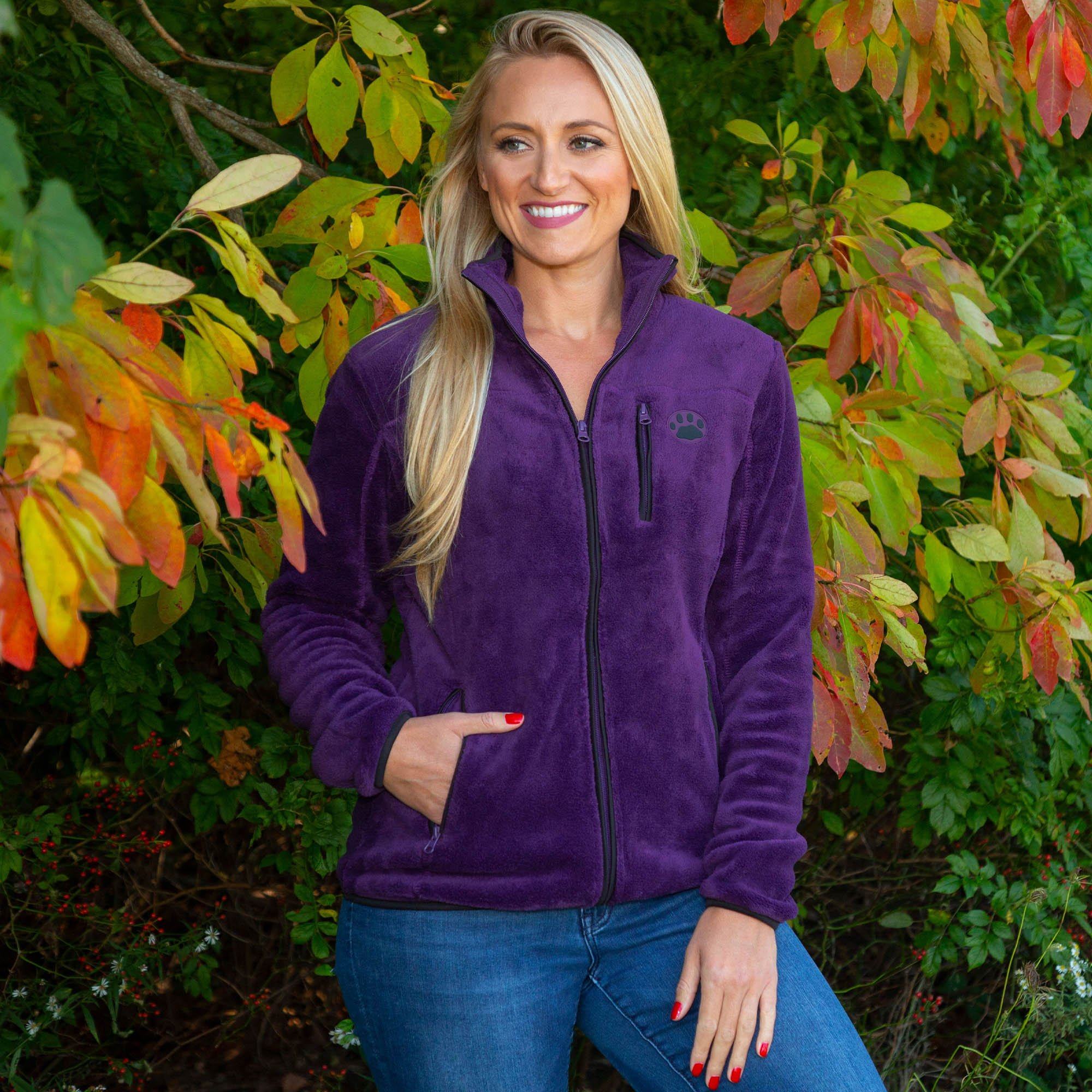 Women\'s Super Cozy™ Purple Paw Everest Fleece Jacket | The Animal Rescue  Site
