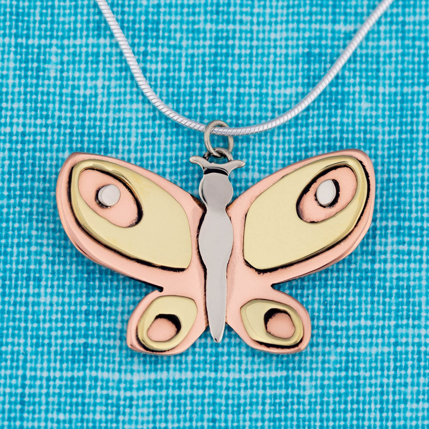 Colorful Butterfly Mixed Metal Necklace