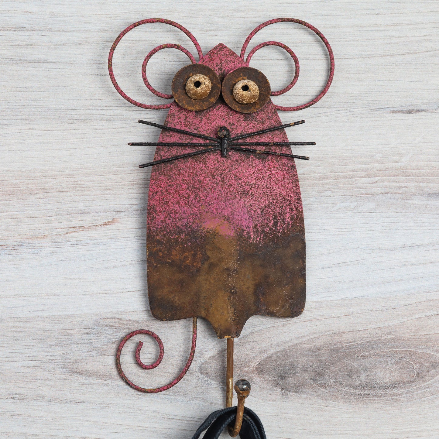 Handcrafted Metal Mouse Wall Hook