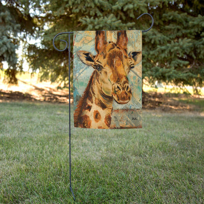 Hand Painted Giraffe Garden Flag