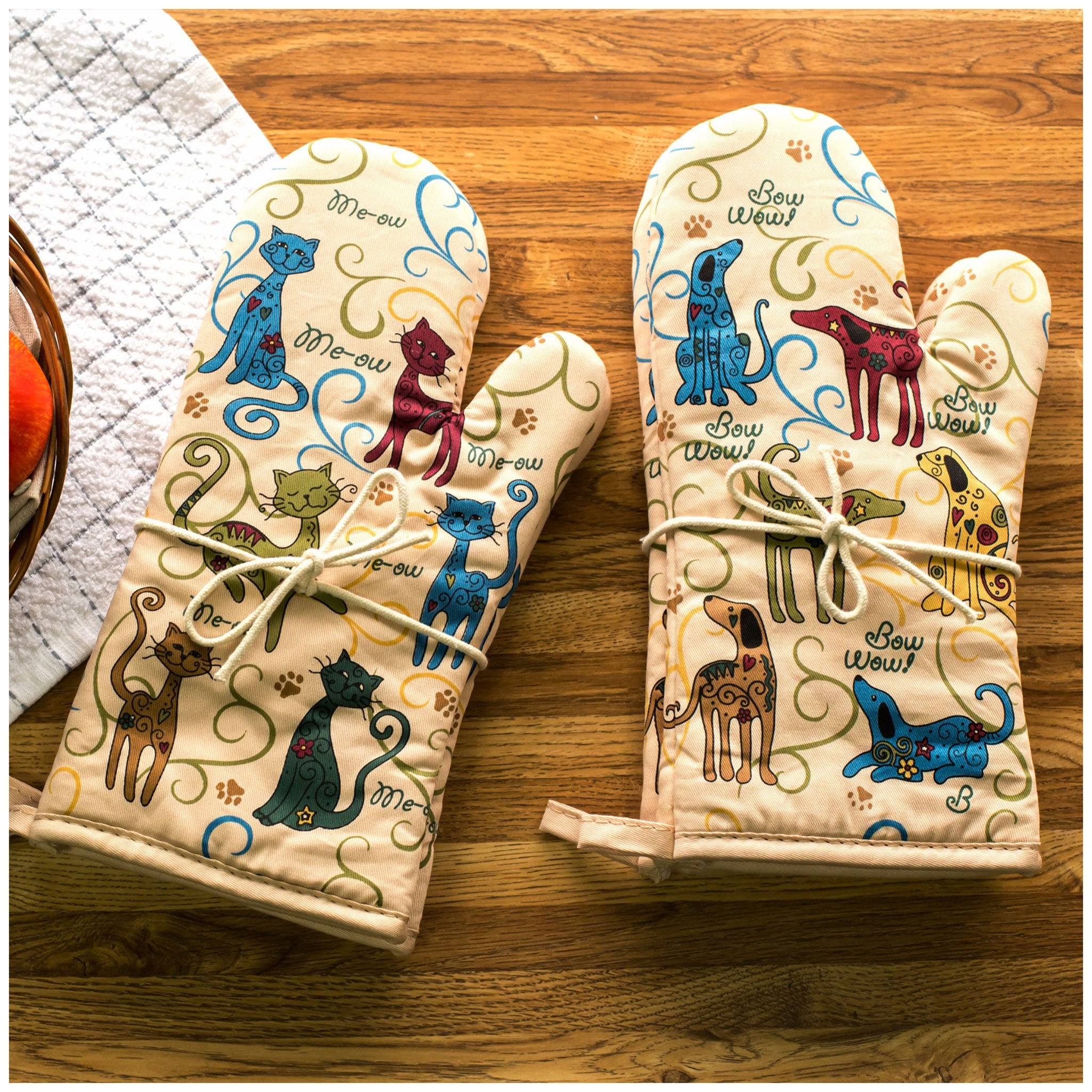 Festival Pets 100% Cotton Oven Mitts, Dog Oven Mitts, Cat Oven Mitts