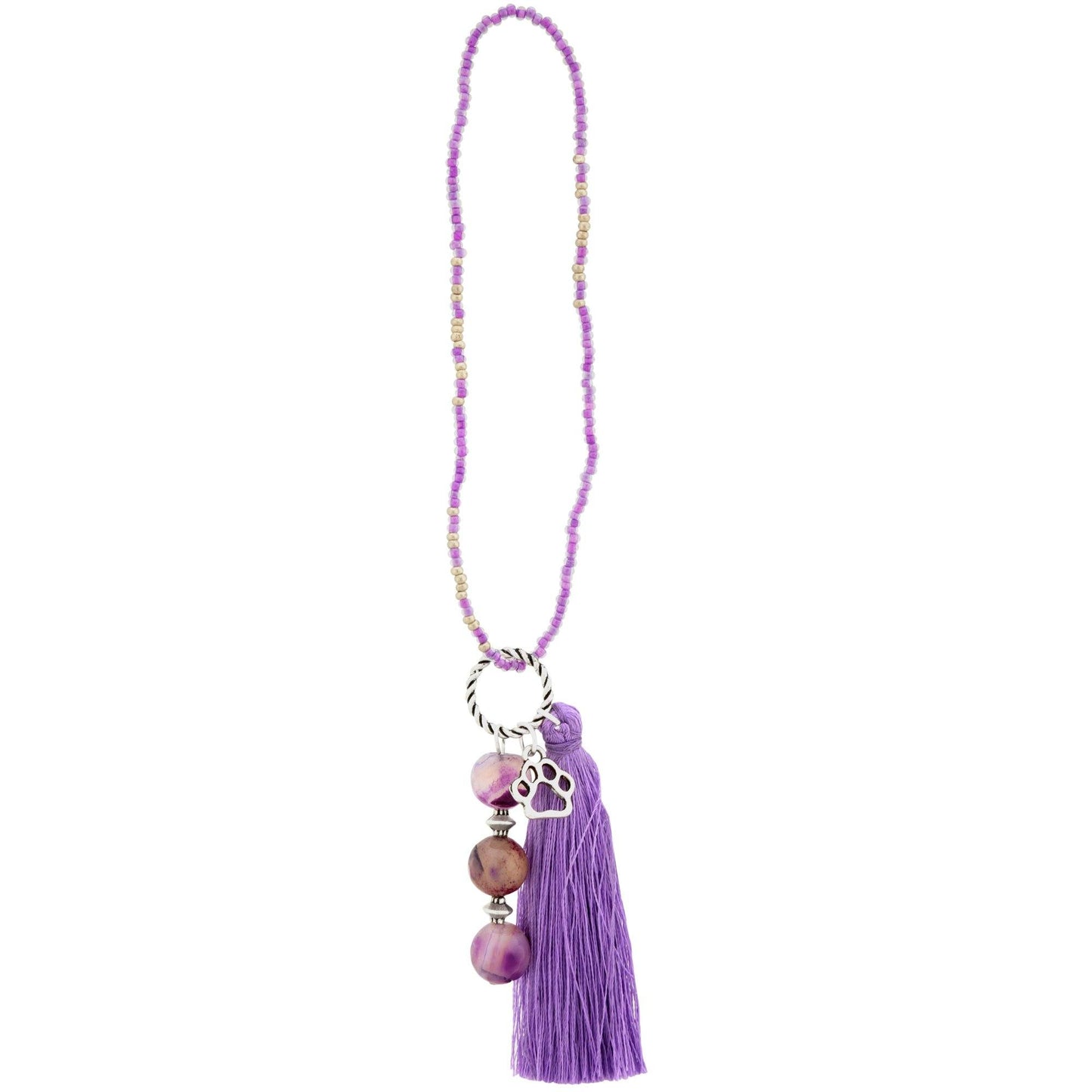 Promo - PROMO - Beaded Purple Paw Bag Charm