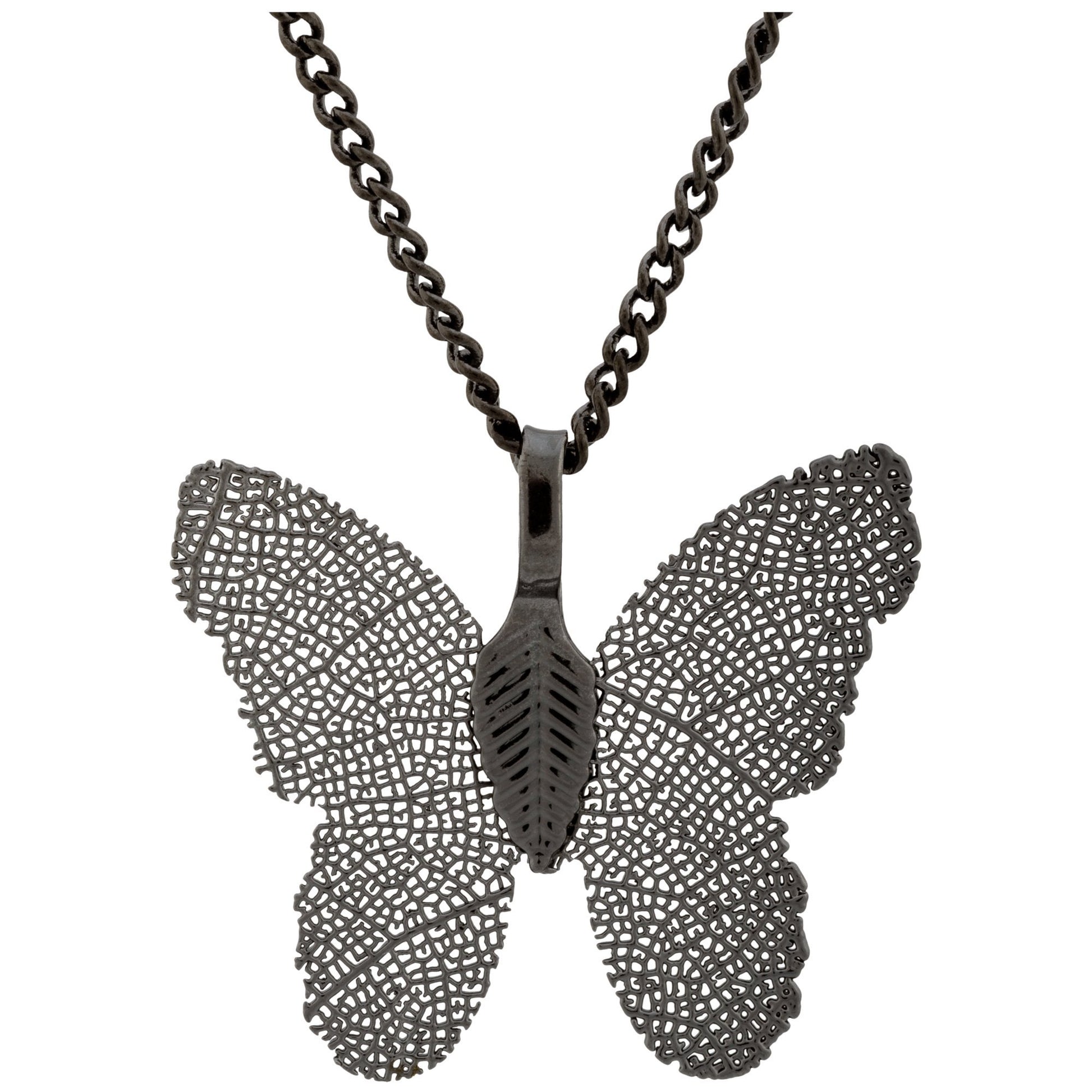 Lustrous Leaf Butterfly Necklace