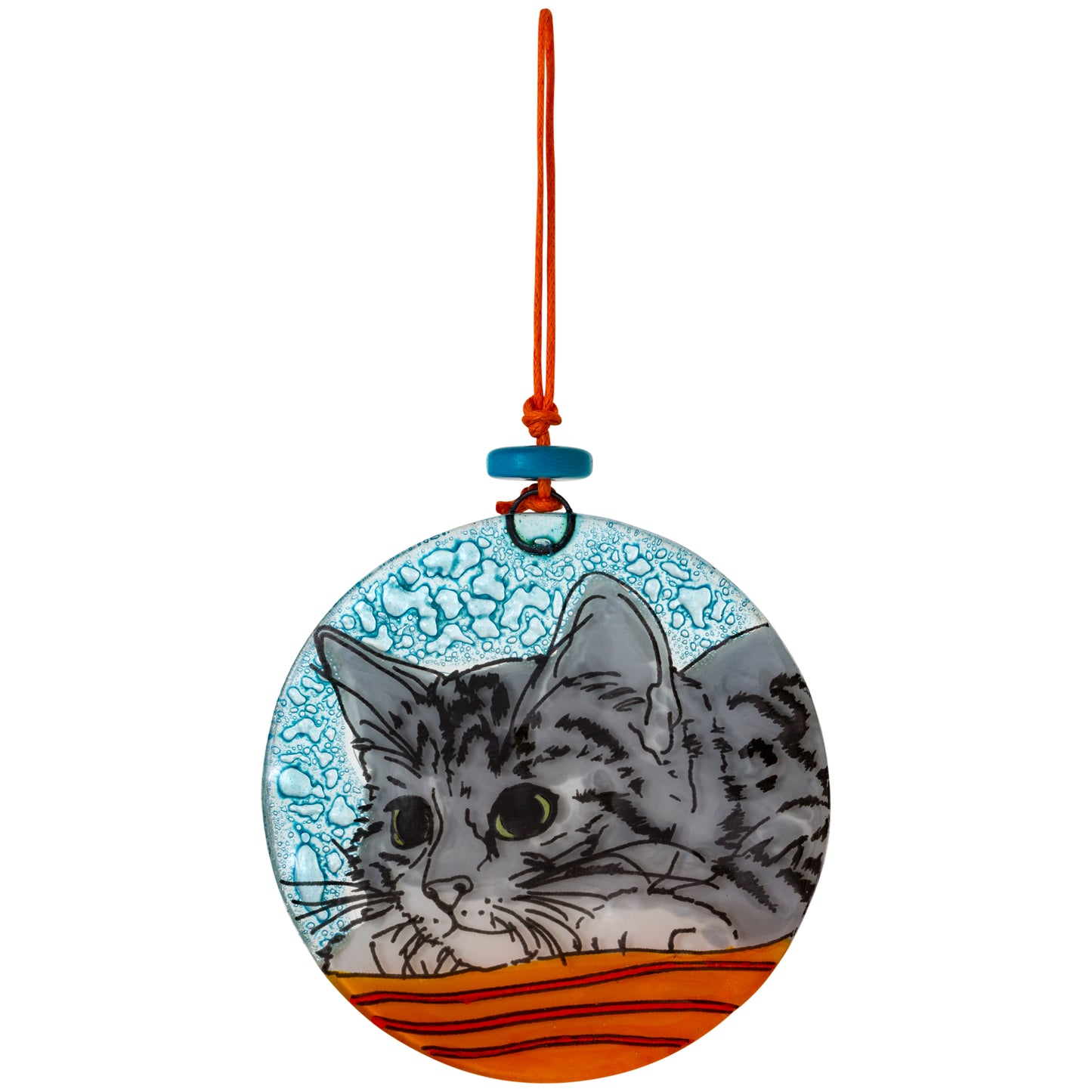 Cute Cat Recycled Glass Ornament