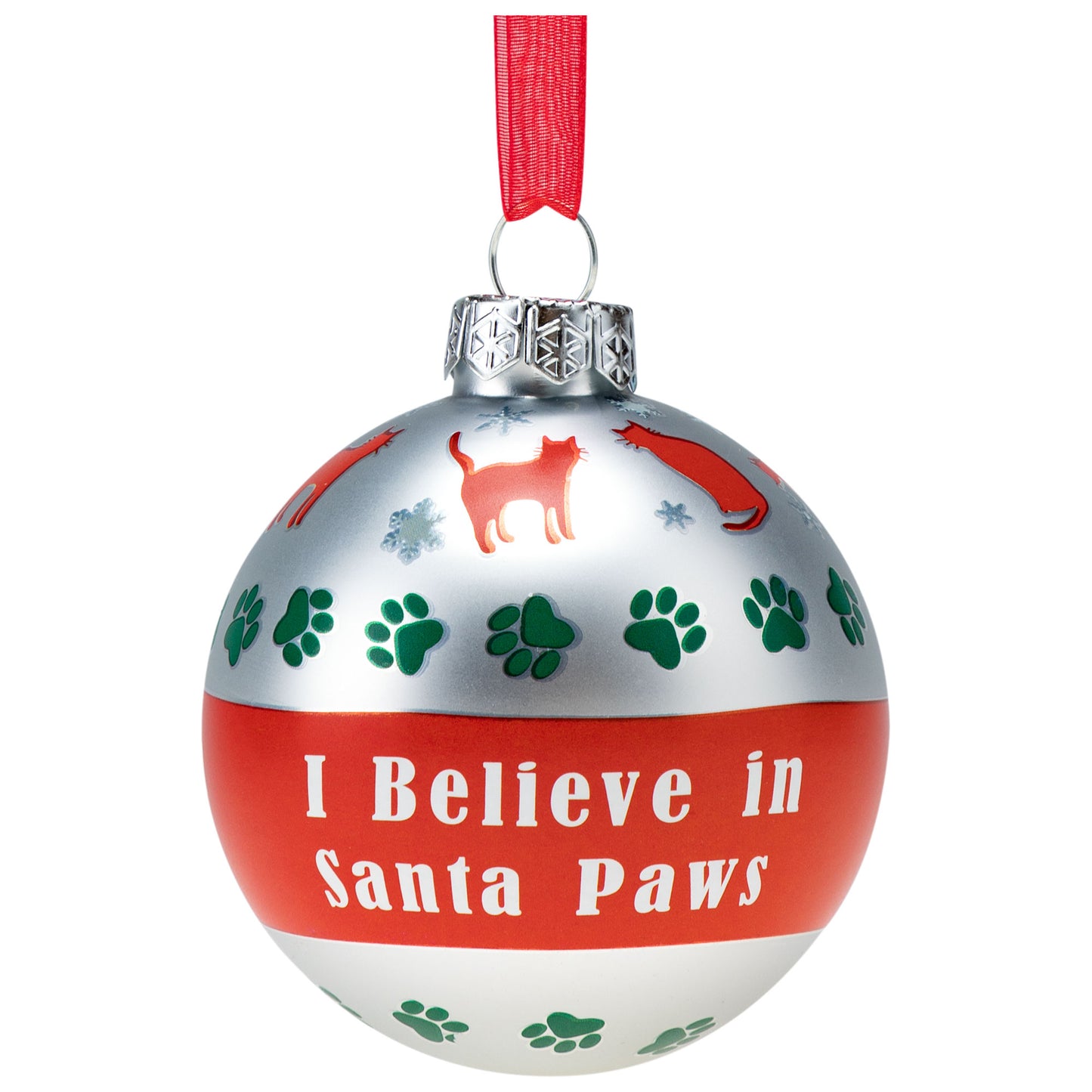 I Believe in Santa Paws Glass Ornament
