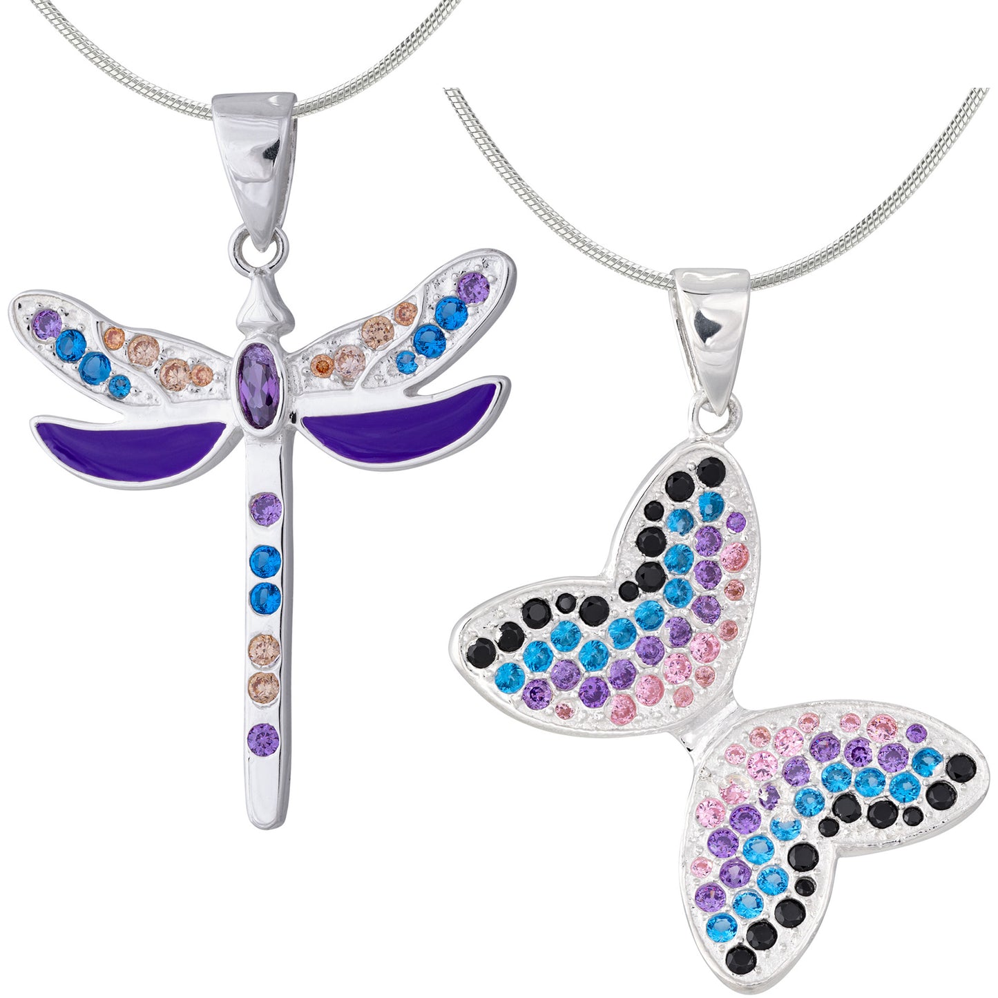 Fluttering Friends Sterling & Crystal Necklace