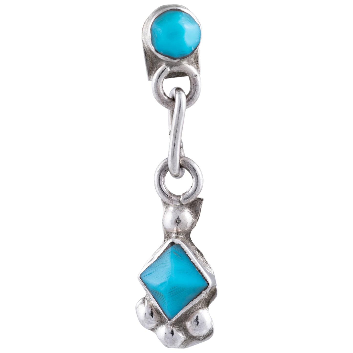Sterling & Turquoise Zuni Diamond Dangling Earrings
