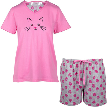 Pink Hearts & Paws Pajama Shorts Set