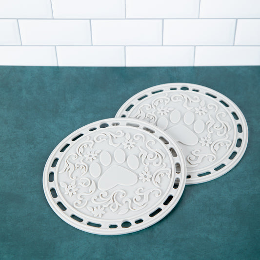 Floral Paws Silicone Trivet - Set of 2
