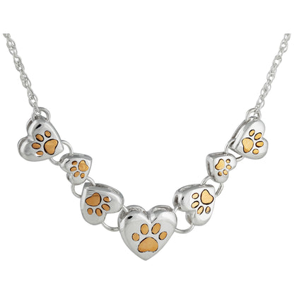 Paws In My Heart Sterling & Brass Necklace