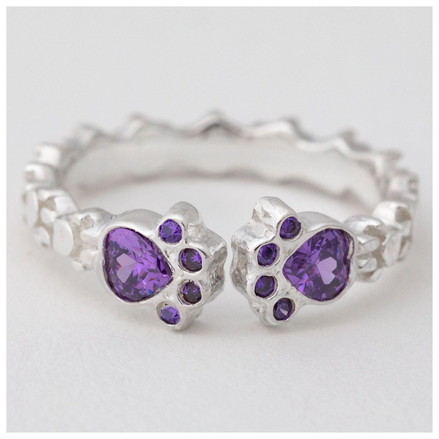 Paw Print Sterling & Crystals Toe Ring