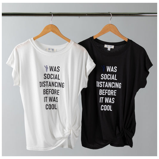 Social Distancing Dolman Front Twist T-Shirt