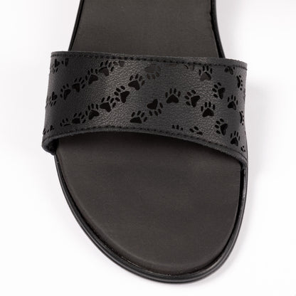 Paw Print Faux Leather Strap Sandals