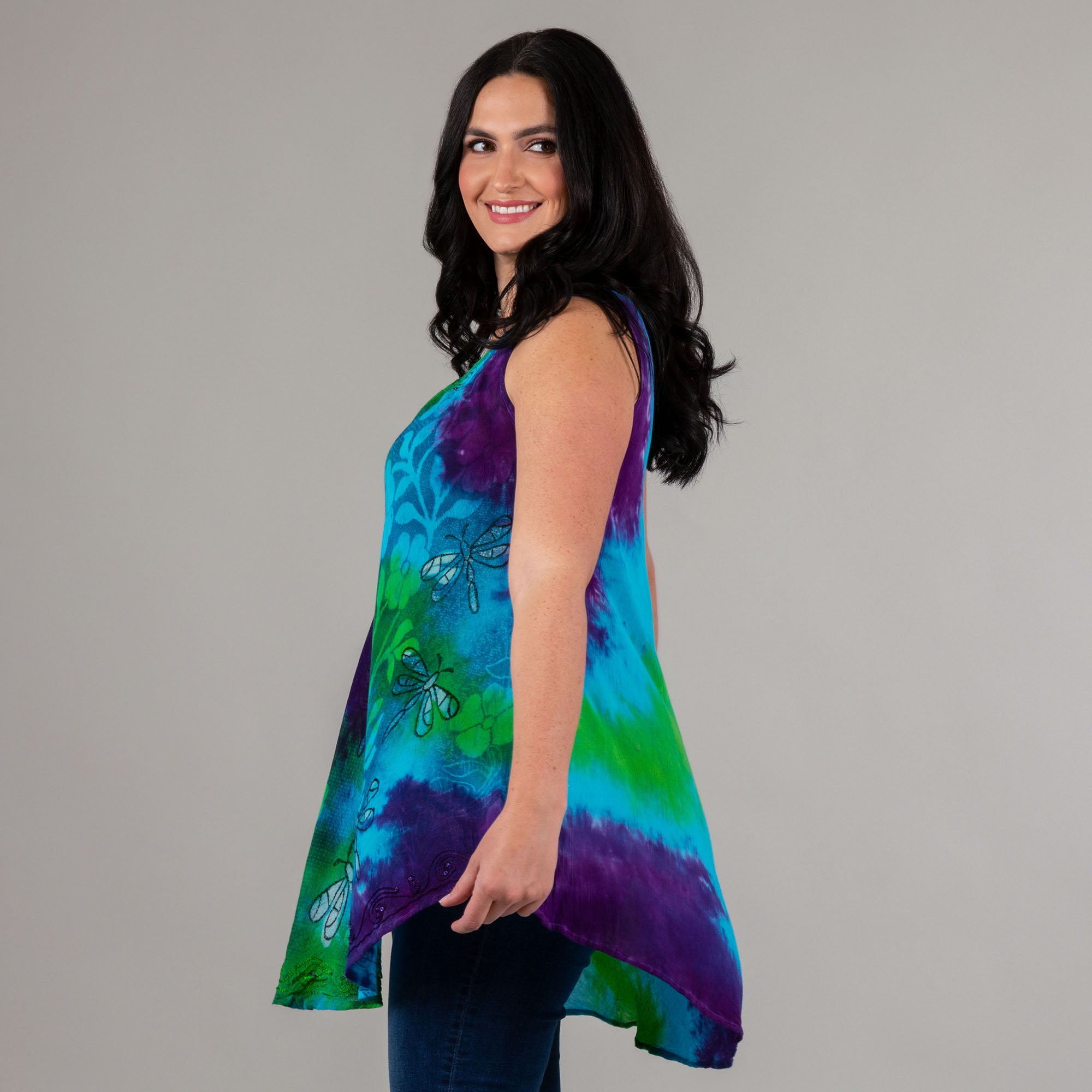 Tie-Dye Dragonfly Hand Crafted Sleeveless Tunic